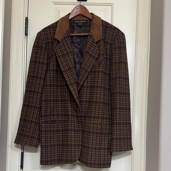 Vintage Donnybrook Wool Plaid Blazer | Suede Collar | Women’s Size 10 - Picture 2 of 7